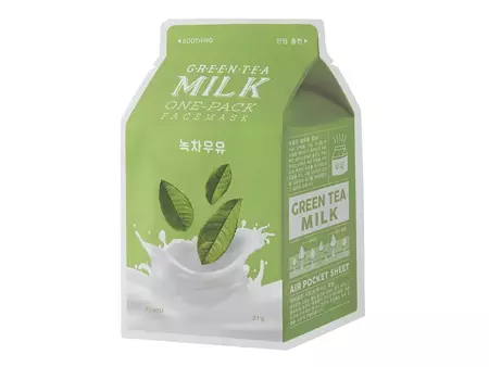 A'pieu - Milk One Pack - Green Tea Milk - Maseczka w Płacie do Twarzy z Ekstraktem Zielonej Herbaty - 21g