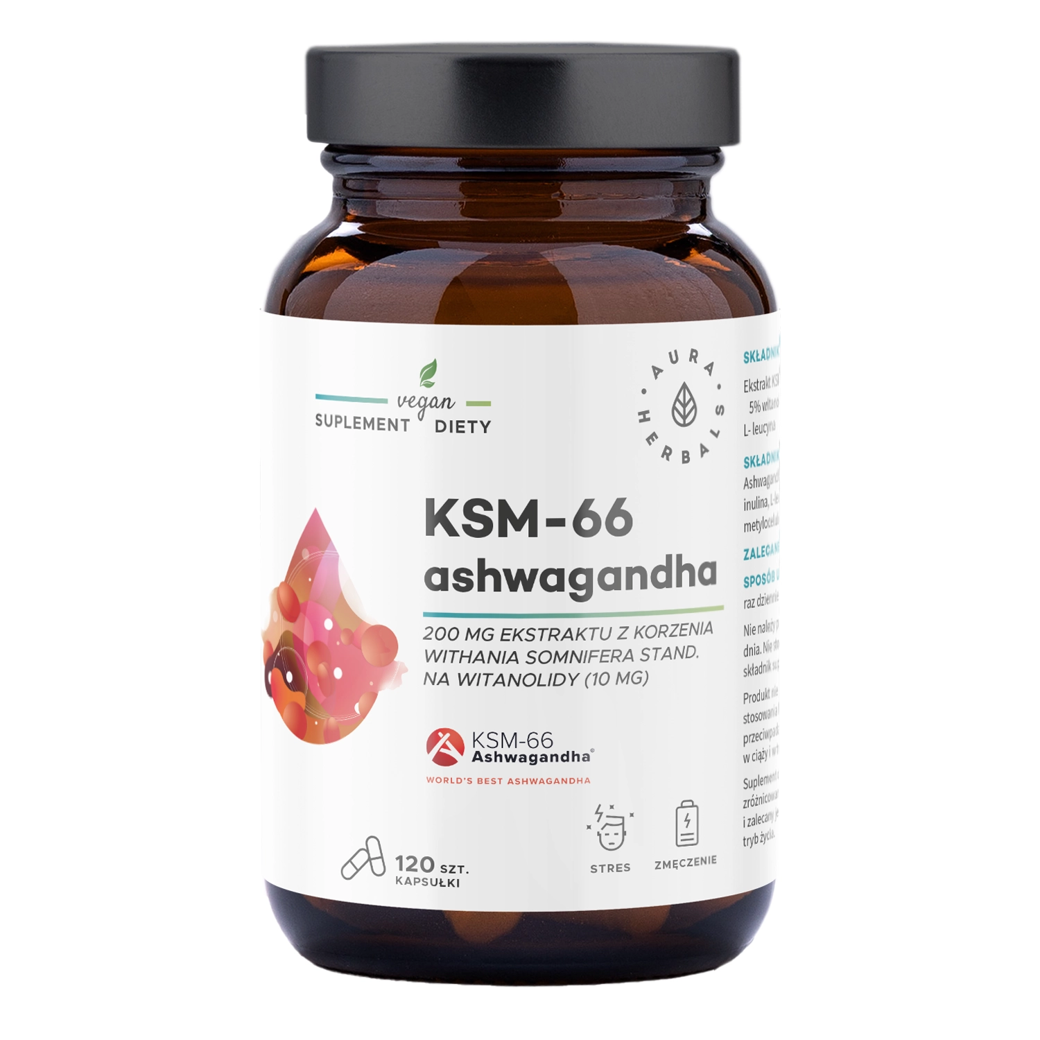 Aura Herbals - Ashwagandha KSM-66 Korzeń 200 mg - Kapsułki - 120 szt.