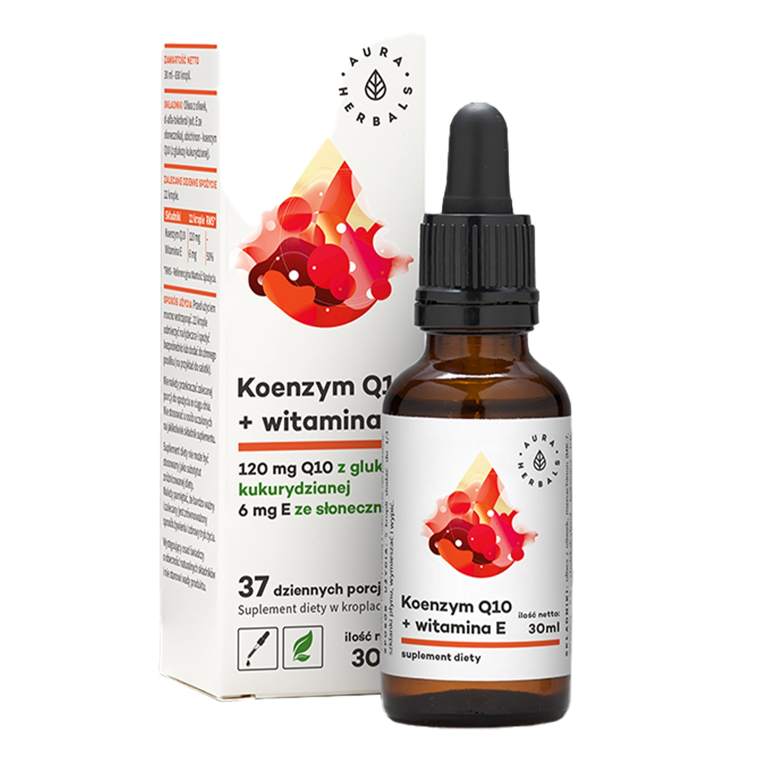 Aura Herbals - Koenzym Q10 + Witamina E - Krople - 30ml