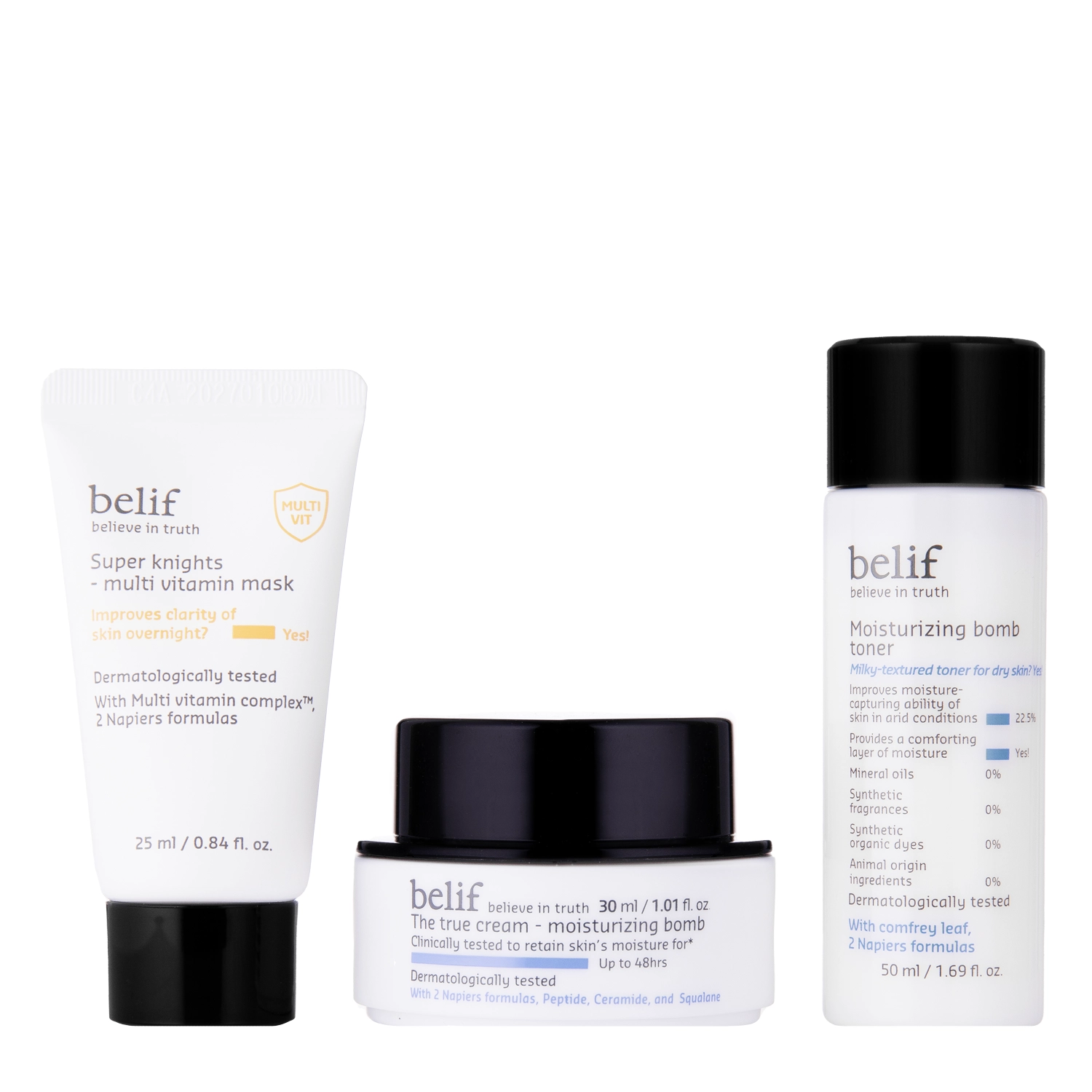 Belif - Moisturizing Bomb Trial Kit - Zestaw Miniproduktów do Twarzy - 30ml+25ml+50ml