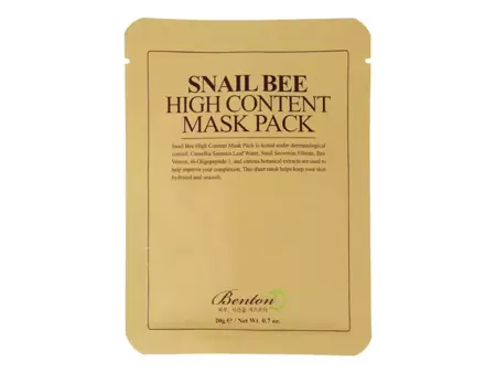 Benton - Snail Bee High Content Mask Pack - Bawełniana Maska ze Śluzem Ślimaka i Jadem Pszczelim - 20g