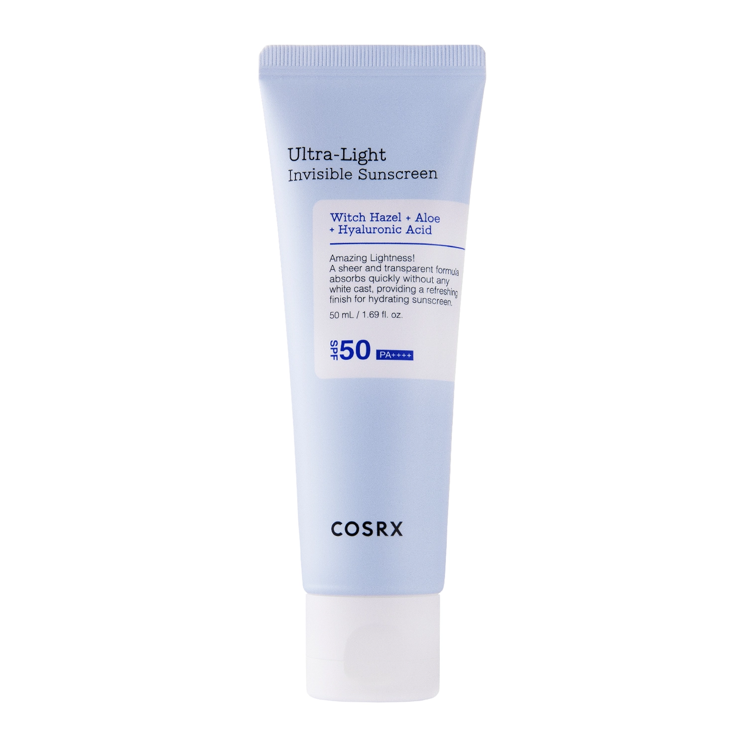 COSRX - Ultra - Light Invisible Sunscreen SPF50+/PA++++ - Lekki Nawilżający Krem z Filtrem Przeciwsłonecznym - 50ml