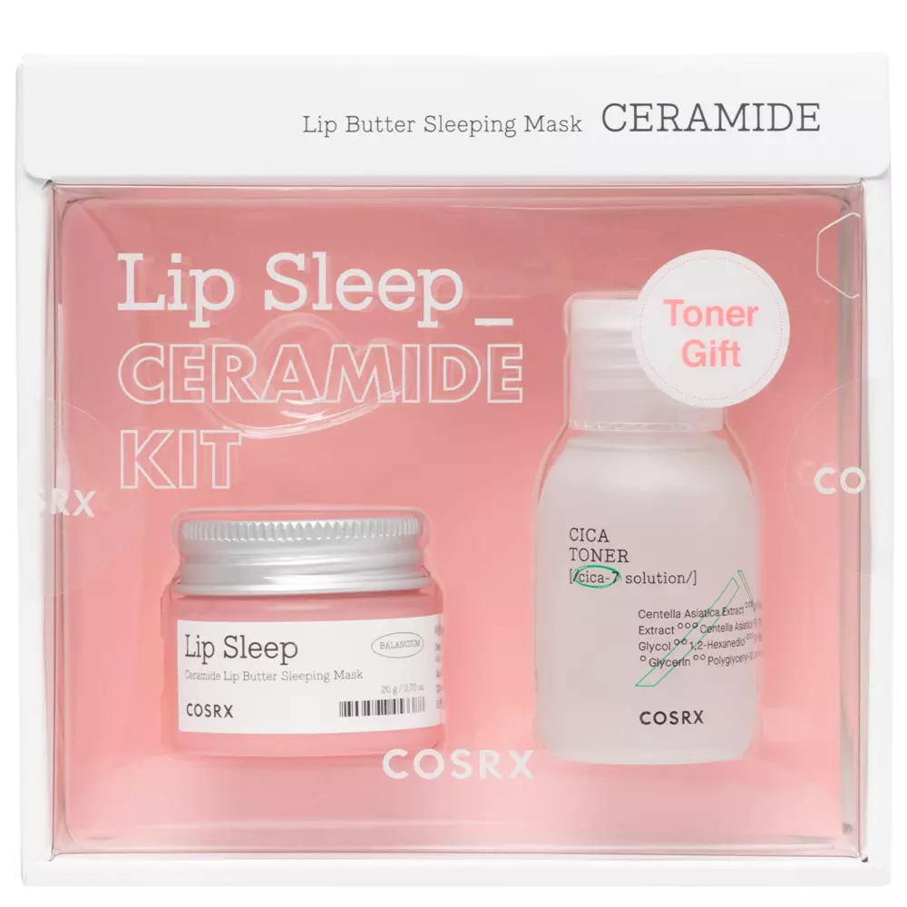 Cosrx - Lip Sleep Ceramide Kit - Zestaw: Ceramidowa Maska do Ust i Łagodzący Tonik ​​do Skóry Wrażliwej - 20g / 30ml