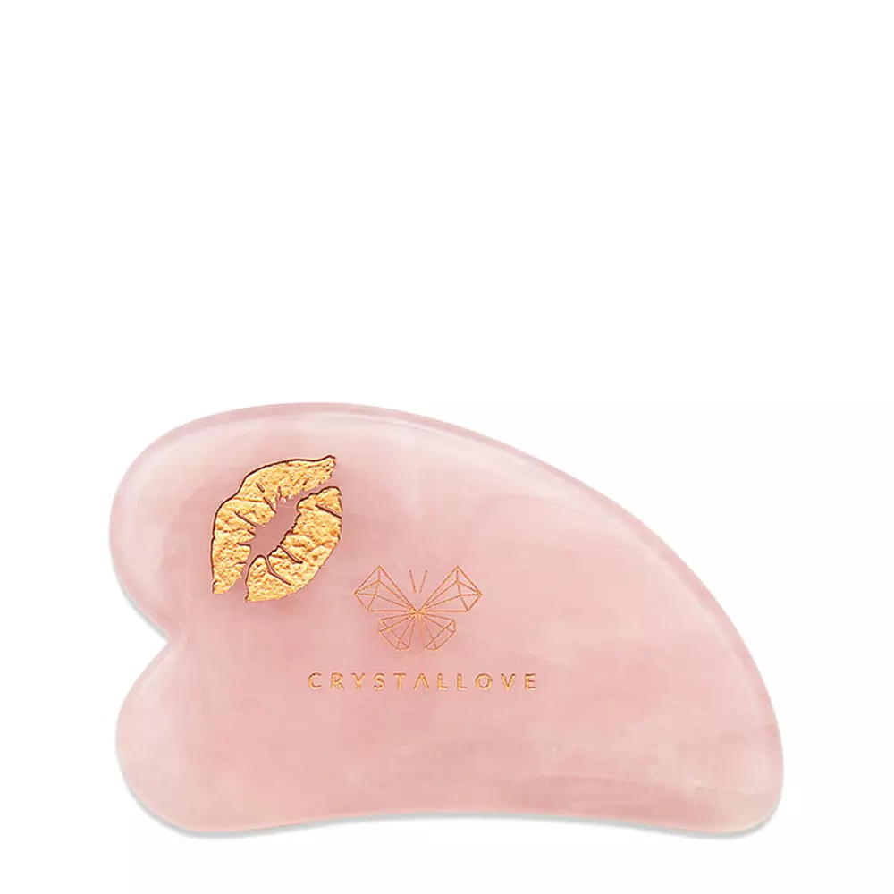 Crystallove - Selflove Set - Płytka do Masażu Twarzy Gua Sha z Kwarcu Różowego