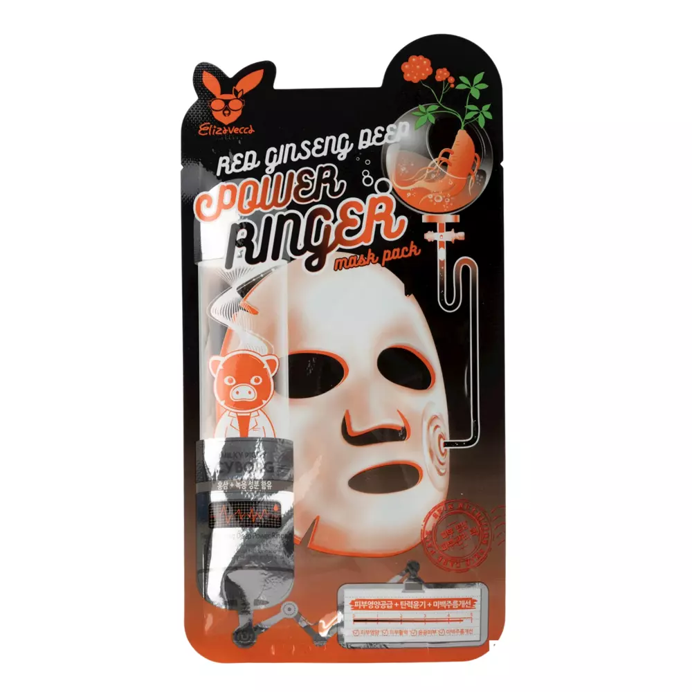 Elizavecca - Red Ginseng Deep Power Ringer Mask Pack - Maska w Płachcie z Żeń-Szeniem - 23ml