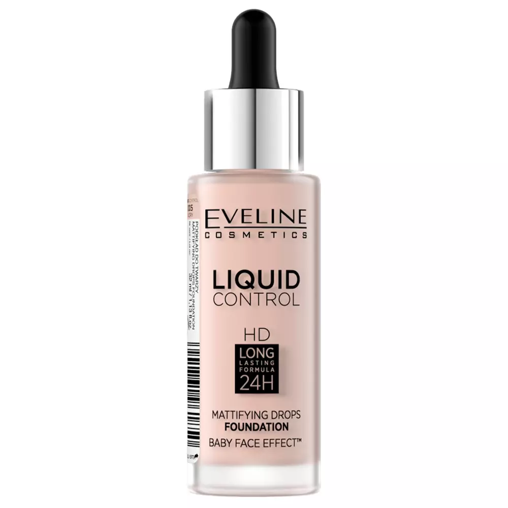 Eveline Cosmetics - Liquid Control HD Mattifying Drops Foundation - Podkład Matujący - 005 Ivory - 32ml