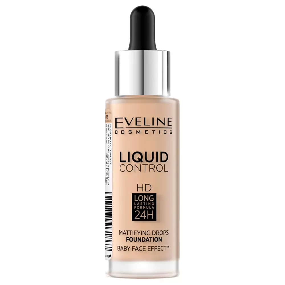 Eveline Cosmetics - Liquid Control HD Mattifying Drops Foundation - Podkład Matujący - 015 Light Vanilla - 32ml