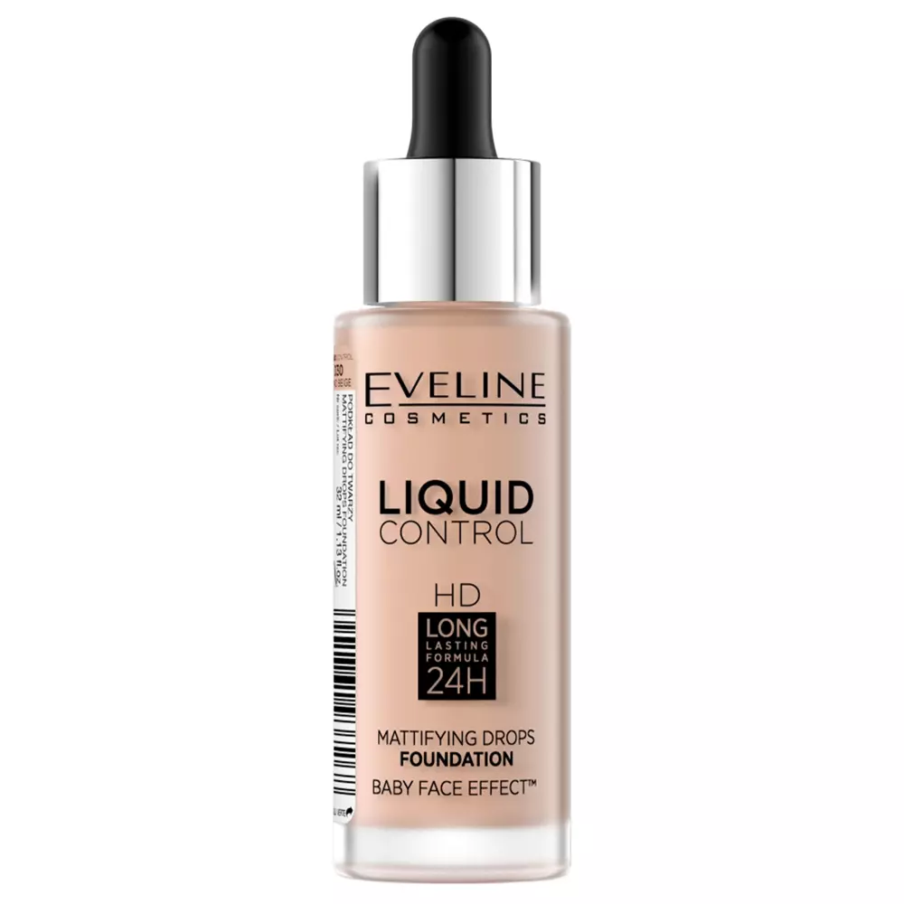 Eveline Cosmetics - Liquid Control HD Mattifying Drops Foundation - Podkład Matujący - 030 Sand Beige - 32ml