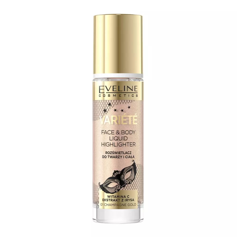 Eveline Cosmetics - Variete - Płynny Rozświetlacz do Twarzy i Ciała - 01 Champagne Gold - 30ml