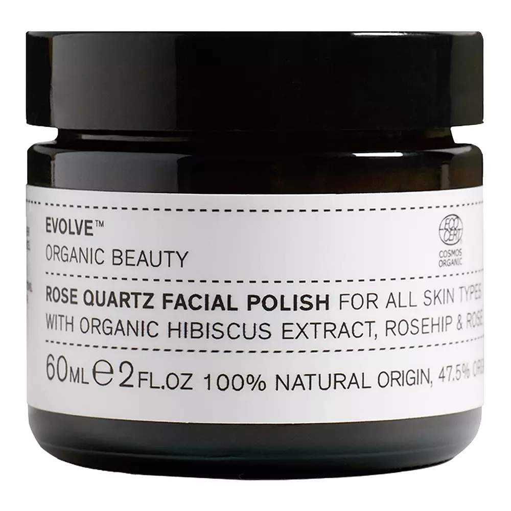 Evolve Organic Beauty - Rose Quartz Facial Polish - Peeling Złuszczający z Organicznym Olejem z Dzikiej Róży i Krystalicznymi Drobinkami z Różowego Kwarcu - 60ml