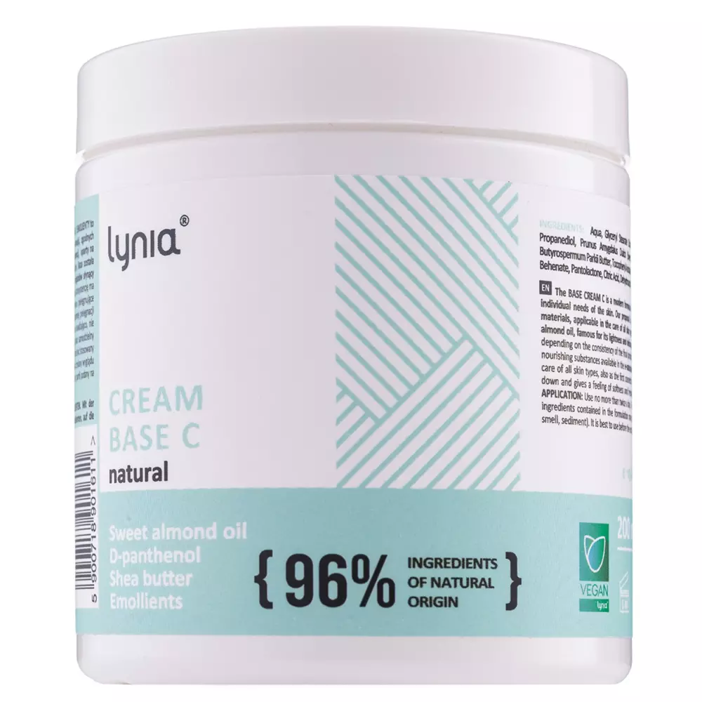 Lynia - Cream Base C Natural - Lekki Nawilżający Krem Bazowy z Witaminami B5 i E - 200ml
