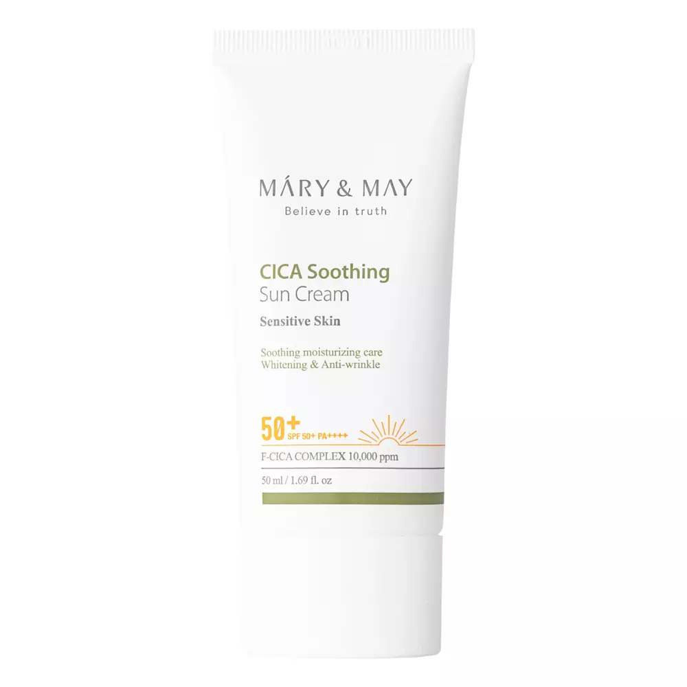 Mary&May - Cica Soothing Sun Cream SPF50+/PA++++ - Kojąco-Nawilżający Krem z Filtrem Przeciwsłonecznym - 50ml