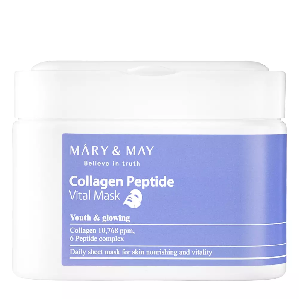 Mary&May - Collagen Peptide Vital Mask - Zestaw Ujędrniających Maseczek do Twarzy - 30szt