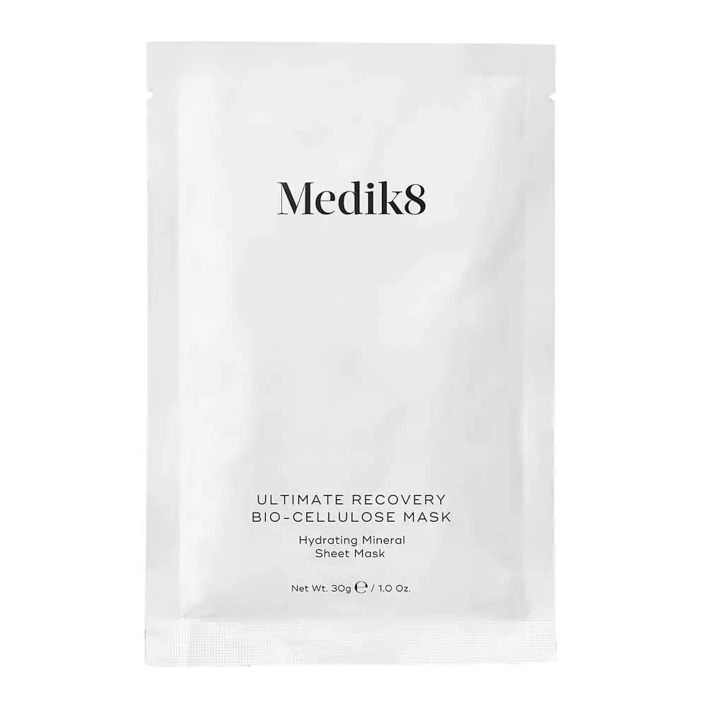 Medik8 - Ultimate Recovery Bio-Cellulose Mask - Hydrating Mineral Sheet Mask - Regenerująco - Kojące Maski do Twarzy z Kwasem Hialuronowym - 6 sztuk