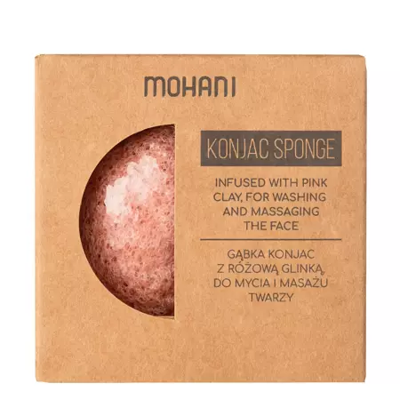 Mohani - Naturalna Gąbka Konjac do Mycia Twarzy z Różową Glinką