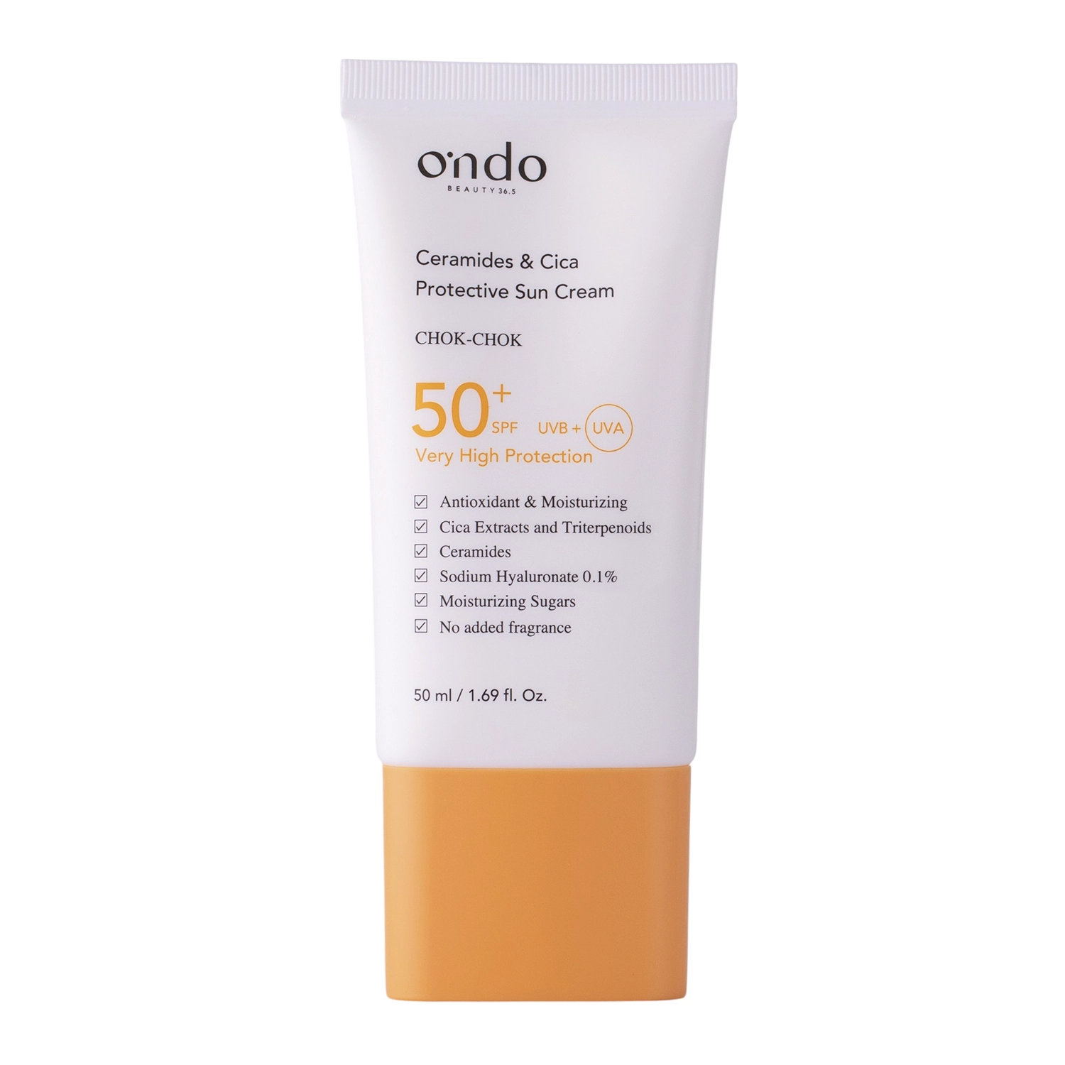 Ondo Beauty 36.5 - Ceramides & Cica Protective Sun Cream SPF 50+ - Kojący Krem do Twarzy z Filtrem - 50ml 