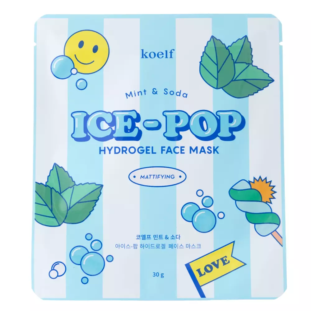 Petitfee - Koelf Mint & Soda ICE-POP Hydrogel Mask - Matująca Hydrożelowa Maska ​​do Twarzy - 30g