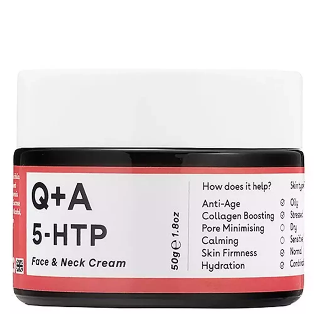 Q+A - 5-HTP - Face&Neck Cream - Ujędrniający Krem do Twarzy i Szyi z Aminokwasem 5-HTP - 50ml