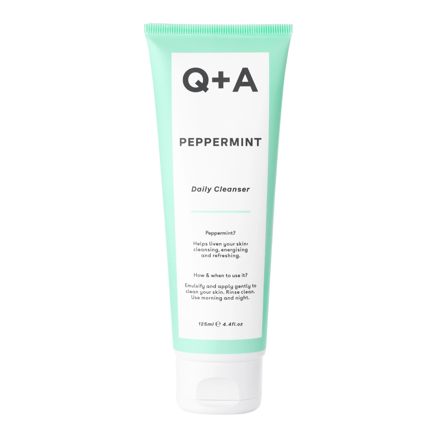 Q+A - Peppermint - Daily Cleanser - Łagodząco-Oczyszczający Żel do Mycia Twarzy z Miętą Pieprzową - 125ml