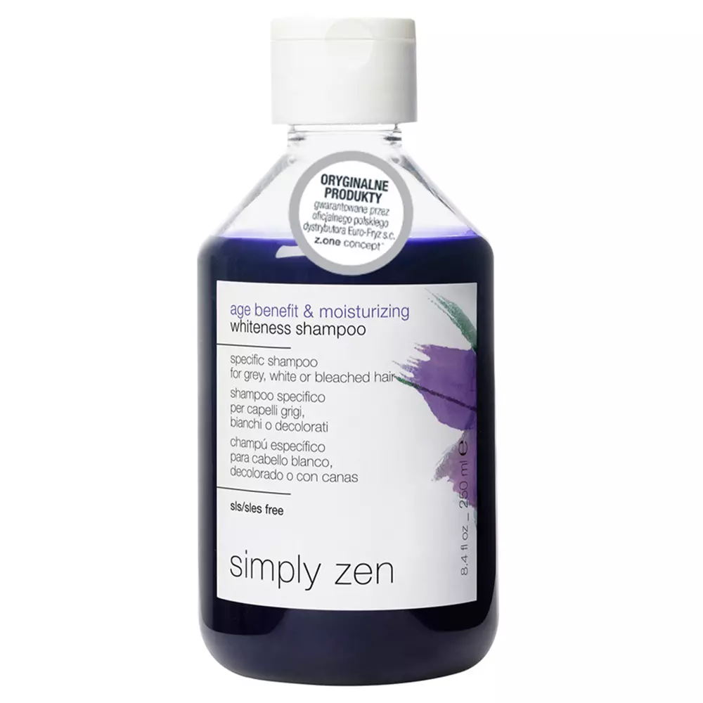 Simply Zen - Age Benefit & Moisturizing Shampoo - Wyspecjalizowany Szampon do Włosów Siwych, Białych i Rozjaśnianych - 250ml