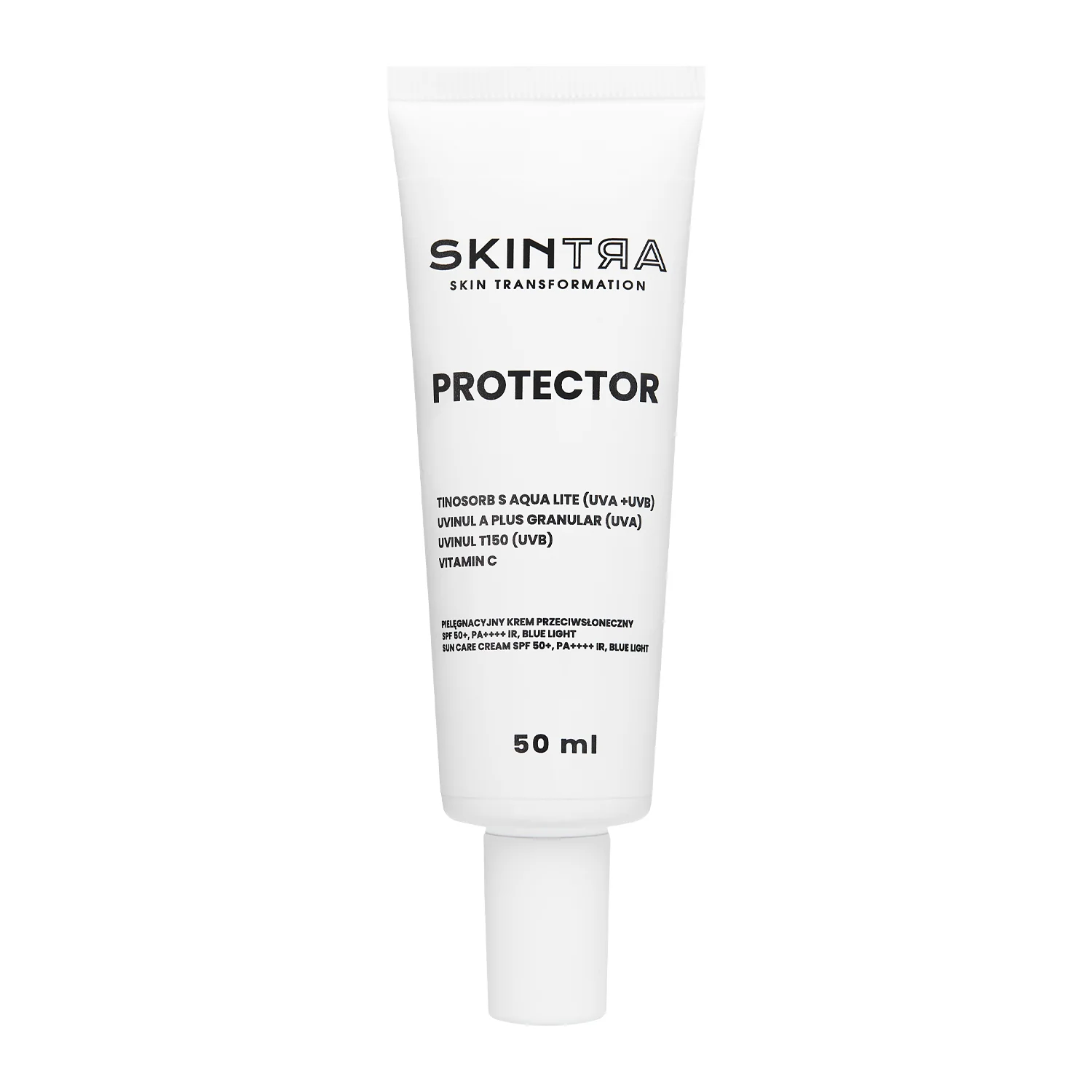 SkinTra - Protector - Pielęgnacyjny Krem Przeciwsłoneczny SPF 50+/PA++++, IR, BLUE LIGHT - 50ml