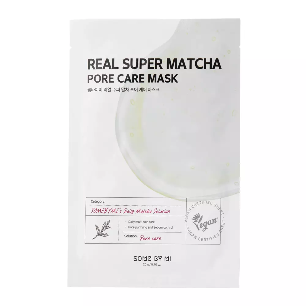 Some By Mi - Real Super Matcha Pore Care Mask - Oczyszczająca Maska w Płachcie - 20g