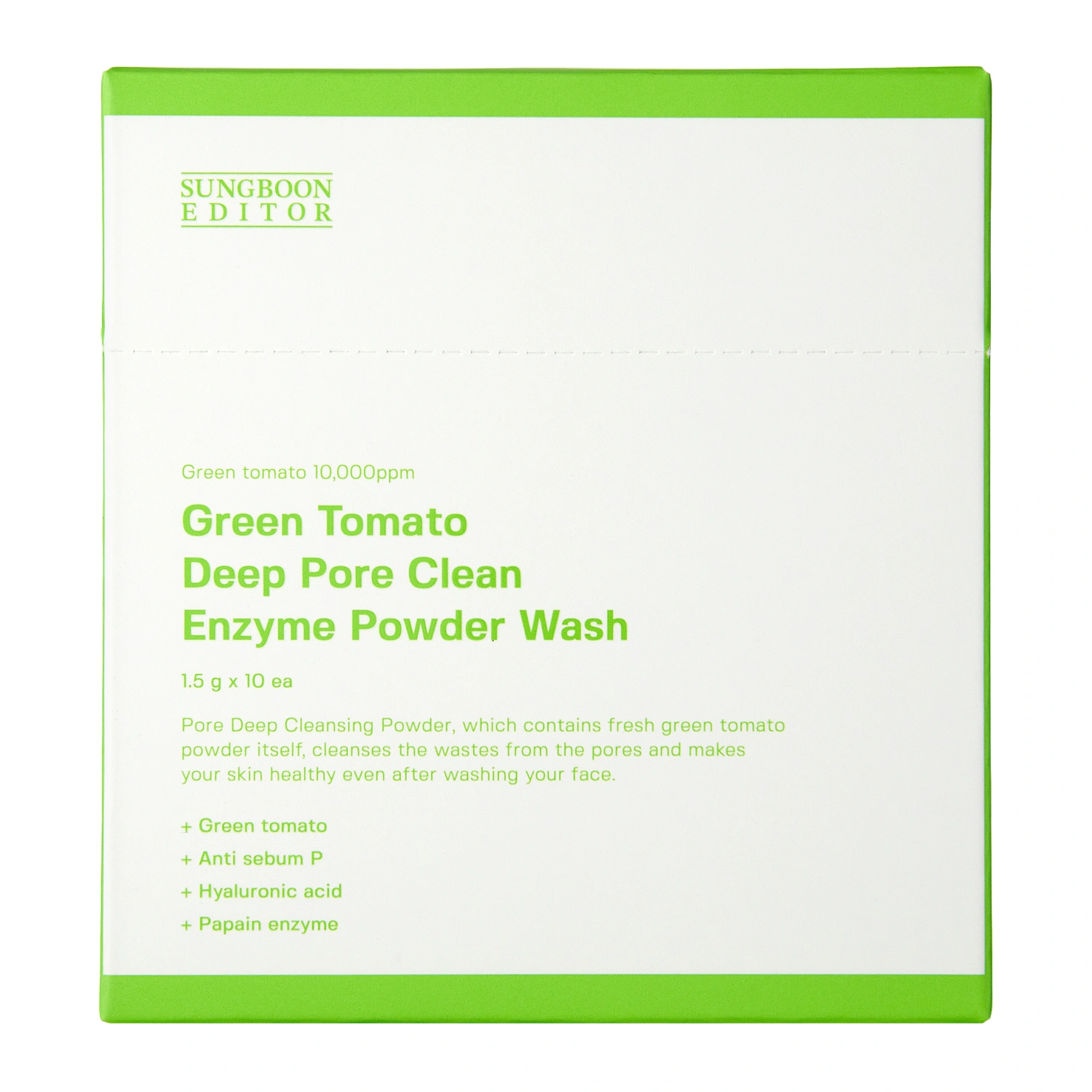 Sungboon Editor - Green Tomato Deep Pore Clean Enzyme Powder Wash - Głęboko Oczyszczający Puder Enzymatyczny - 10x1,5g