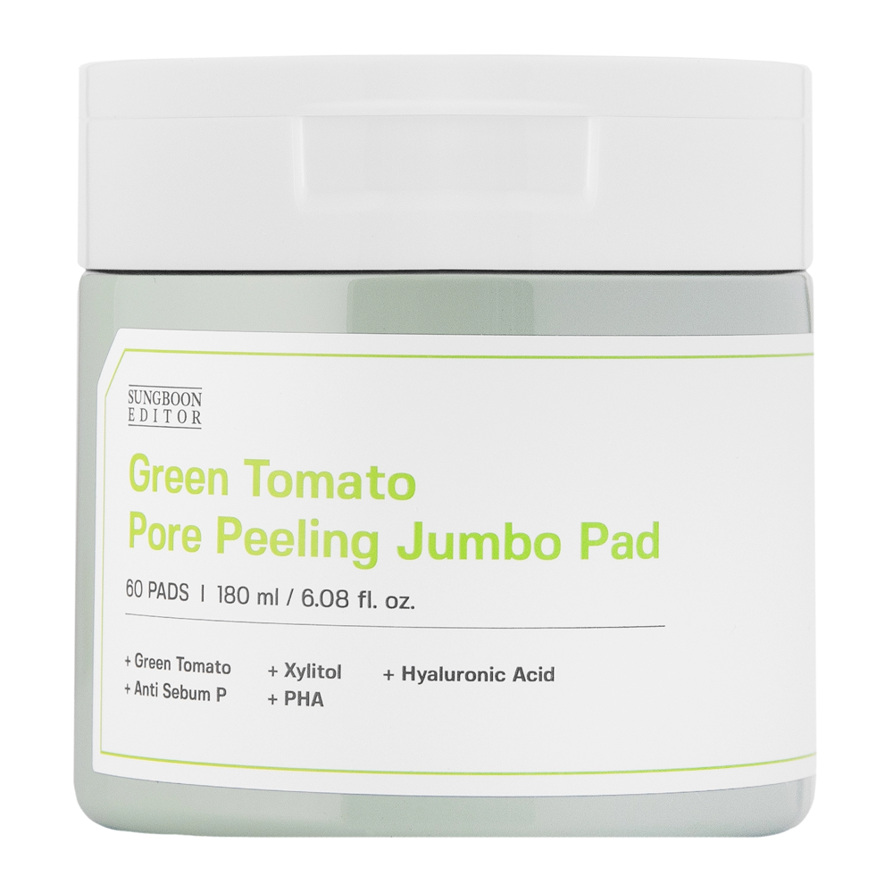 Sungboon Editor - Green Tomato Pore Peeling Jumbo Pad - Peelingujące Płatki do Twarzy - 60szt/180ml