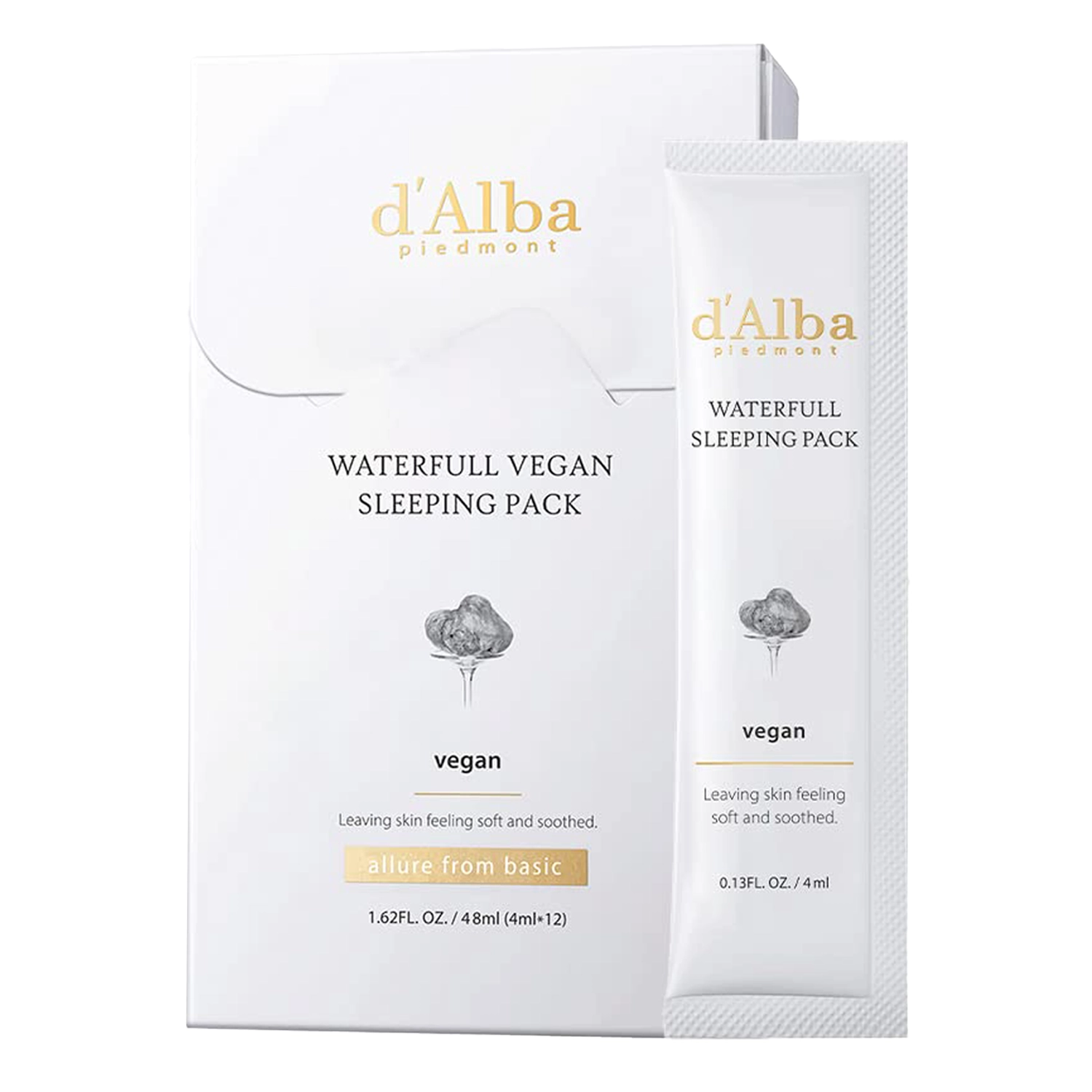 d'Alba - Waterfull Vegan Sleeping Pack - Nawilżająca Maska do Twarzy na Noc - 12x4ml